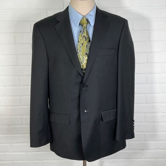 Jhane Barnes Blazer Men 42R Gray Canvas Tailored Super 140s Wool Cashmere Jacket